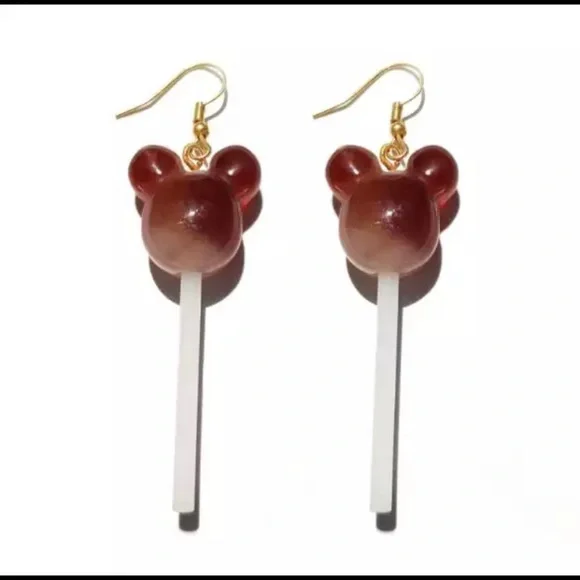 Mickey Mouse Candy Cloud Two Tone Lollipop Earrings | Disney Candy Jewelry | Mic - Picture 4 of 6